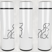 Resim Arzande Köpek Kedi Dostluğu Led Derece Göstergeli Paslanmaz Çelik Termos 500 ML 