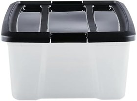 Resim Iris Ohyama, Saklama kutuları, saklama kutusu çok fonksiyonlu, 6'lı set plastik kutu 30 L, kapak, ergonomik sap, çatı katı, oda, oturma odası - New Top Box NTB-30 - siyah 
