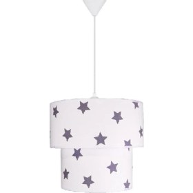 Resim Şenay Aydınlatma Çocuk Odası İkili Silindir Kumaş Avize Sarkıt-Beyaz Yıldız 