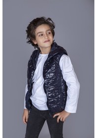 Resim Toontoy Kids Toontoy Erkek Çocuk Kapşonlu Parlak Yelek Lacivert 