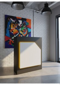 Resim Resital Ledli Karşılama Bankosu G-90 Cm Ofis Kasa Resepsiyon Masası Banko-002-4-1 