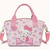 Resim Sanrio Hello Kitty Kadınlar İçin Ayarlanabilir Omuz Askılı Çapraz Çanta - Mavi Hayvan Baskı & Kalp Tasarım, Fermuarlı Kapatma, Dayanıklı Polyester, Günlük Kullanım için Sevimli Kawaii Çanta, Hello Kitty Çantalar ve El Çantaları, Güvenli Seyahat Çantası, Eğlenceli Aksesuar 