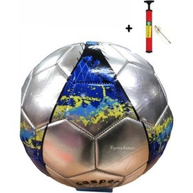 Resim Parlak Dikişli Futbol Topu 5 Numara Şişirme Pompası Hediyeli 