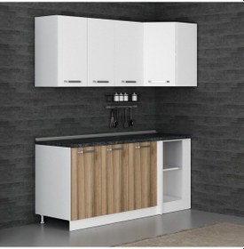 Resim Minar 185cm Köşe Mutfak Dolabı - Beyaz/dore K185-d2 