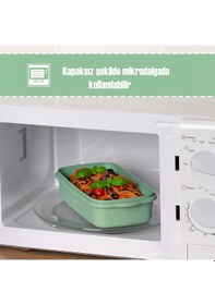 Resim Porsima 5315 Kilitli Sızdırmaz Kapaklı Hava Tahliye Contalı Çok Amaçlı 3lü Dikdörtgen Erzak Yiyecek Saklama Kabı Seti Yeşil - 1000-1700-2800ml Yeşil 