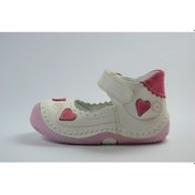Resim Ozgencshoes Bayrak Deri Beyaz Pembe Ortopedik Ilkadım Kız Bebek Ayakkabı Beyaz 