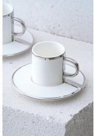 Resim Acar Luxe 2 Li Kahve Fincanı Takımı - 90 Cc Beyaz - Gümüş 