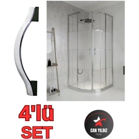 Resim Can Yıldız Plastik Lüks Krom Oval Ay Kulp Duşakabin Kulbu Krom Duş Kulp 4 Adet Dörtlü Set Lüx 