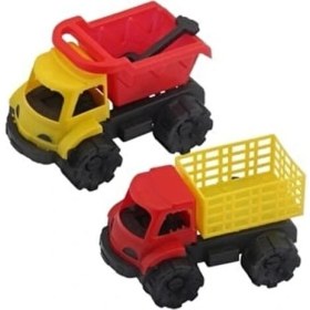 Resim Akgüneş Oyuncak Kamyon ve İş Makinesi Seti 2'li Kırmızı ve Sarı Renkli Çocuklar İçin 