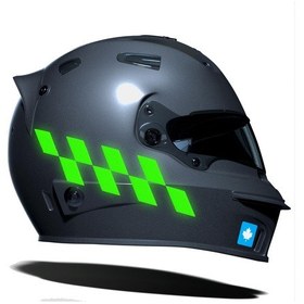 Resim Floresan Yeşil Damalı Kask Motosiklet Sticker Takımı Çınar Extreme 
