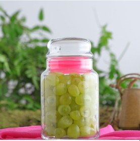 Resim LAV Sera Cam Kavanoz 2'li Orta Boy 890 ml Pembe Cam Kapaklı (Erzak Saklama Kavanozu ) 