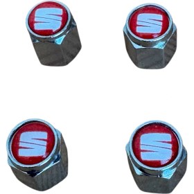 Resim Seat Logolu Kırmızı Beyaz Renk 4 Adet Sibop Kapak 