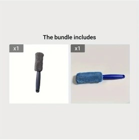 Resim Fochsia Uzun Saplı Lastik Fırçası Gri Mavi Oto Araba Yıkama Temizleme Aracı 