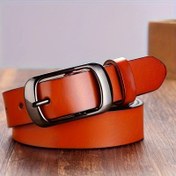 Resim Kadınlar İçin Vintage Çift Taraflı Geniş Sığır Derisi Kemer - Metal Tokalı, Ayarlanabilir Düz Renkli Kot Kemeri, Günlük ve Resmi Giyimler için Kovboy Kemeri, PU Deri İşçiliği 