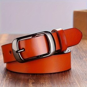 Resim Kadınlar İçin Vintage Çift Taraflı Geniş Sığır Derisi Kemer - Metal Tokalı, Ayarlanabilir Düz Renkli Kot Kemeri, Günlük ve Resmi Giyimler için Kovboy Kemeri, PU Deri İşçiliği 