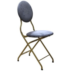 Resim Katlanabilir Gri Kumaş Gold Metal Sandalye Altın 