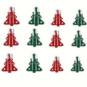 Resim 12 Noel Keçe Masa Örtüsü ve 10 Kırmızı Keçe Yer Matı, Çatal Bıçak Tutucu & Çanta, Parti Akşam Yemeği Sofra Mutfak Dekorasyonları 