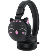 Resim Kensa Sevimli Kedi Figürlü Stereo Kablosuz Kulak Üstü Kulaklık Siyah 