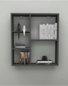 Resim Reyo Enda Home Myra09 5 Bölmeli Modern Duvar Rafı, Mutfak Rafı Antrasit Antrasit 