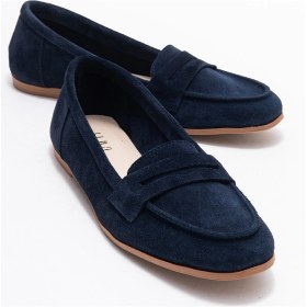 Resim Luvishoes Luvi Shoes F02 Lacivert Süet Hakiki Deri Kadın Loafer Ayakkabı Lacivert 