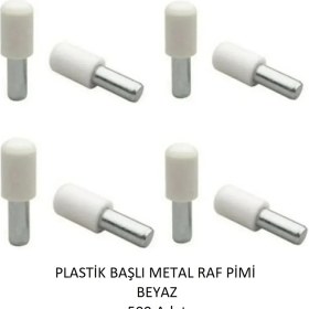 Resim Plastik Metal Başlı Raf Pimi Beyaz 500 Adet 