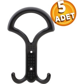 Resim Badem10 Noktalı Portmanto Vestiyer Duvar Askısı Metal Dolap Elbise Askılığı Siyah 5 Adet 