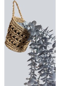 Resim Yapay Çiçek Handmade Asılabilir Sepet Detaylı Gümüş Okaliptus Sarkıtı Gümüş 