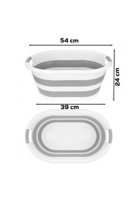 Resim Porsima 1065 25 Lt Akordiyon Sepet Katlanabilir Çamaşır Sepeti Beyaz - Gri 