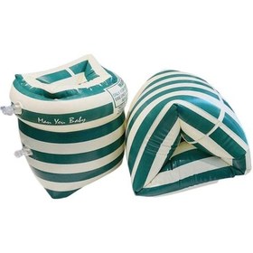 Resim Çocuklar İçin Yüzme Kol Halkaları - Şişme Yeşil Şeritli Kolluklar 