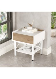 Resim Robin Home Oslo Komodin Ofis Keson Çekmeceli Beyaz Metal Ayak 