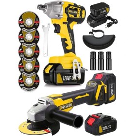 Resim Graizer Alman Pro 128 V Profesyonel 2'li Set Somun Sıkma Taşlama Makinesi 2 Akülü Kömürsüz Motor 