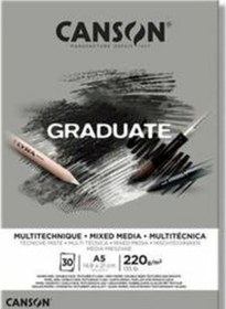 Resim Canson Çizim Bloğu Graduate Mıx Medıa Gri 30 Sy A5 220 Gr 