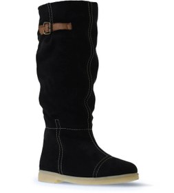 Resim Bueno Shoes Siyah Süet Kadın Düz Çizme 01wt3314 