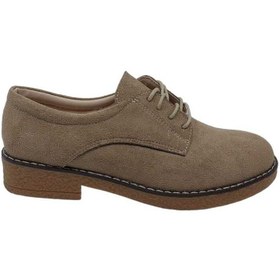 Resim Zerhan 2401 Kadın Kum Bağcıklı Oxford Süet Ayakkabı 