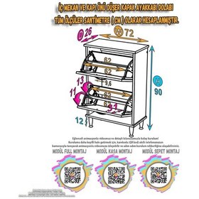 Resim Eliusta Antrex 72 Cm Ceviz 2 Düşer Kapaklı Ayakkabılık 72x90x26 Cm Ayaklı 4 Bölmeli Ayakkabılık Ceviz 