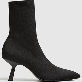 Resim Siyah Streç Topuklu Bilekte Bot Siyah 