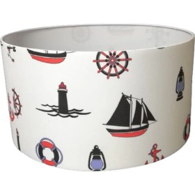 Resim Beyaz Denizci Lambader Şapkası, 38 cm Çap, Şık ve Zarif Tasarım 