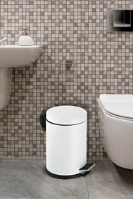 Resim Groove 16 Litre Paslanmaz Pedallı Beyaz Çöp Kovası Ev Ofis Banyo Mutfak 