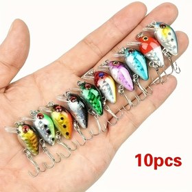 Resim 10 adet Yeni Yavaş Batan Mini Crankbait Balıkçılık Yemi Yapay Minnow Yem Seti 
