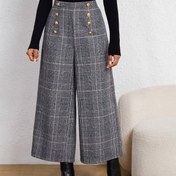 Resim Şık Rahat Ekose Kadın Capri Pantolonları 