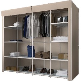 Resim Cimri Kese Geniş Hacimli Çift Askılı Cimrikese Bez Dolap Bej 