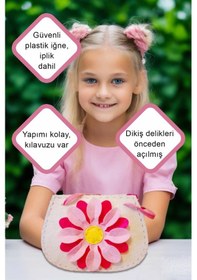 Resim Keçe Dikiş Seti , Çiçekli Keçe Çanta, Kendin Yap Çocuk Çantası 