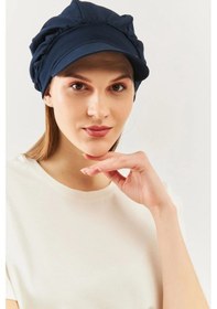 Resim Kadın 4 Mevsim %100 Pamuklu Ultra Yumuşak Hafif Terletmez Tarz Trend Kasket Vizyerli Penye Şapka - Tek Ebat / Lacivert Lacivert 