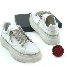 Resim Prego (Park Moda) Taş Biye Bağcıklı Günlük Kadın Spor Ayakkabı Beyaz 