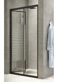 Resim Durul Duşakabin Katlanır Kapı Siyah Profil Çizgili Cam Siyah 