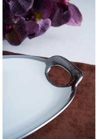 Resim Acar Arven Oval Silver Sunum Tepsisi - 45 Cm Beyaz 