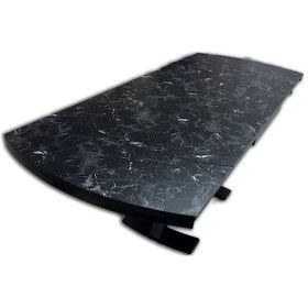 Resim Masa X Ayak Model Metal Transmisyon Nikelaj Dikdörtgen Yan Açılır Siyah Mermer Mdf Tabla El Yapım 