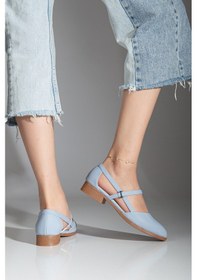 Resim Mary Kısa Topuk Cilt Ayakkabı Mavi 