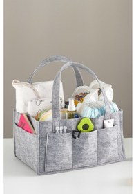 Resim Pratik Düzenleyici Keçe Bebek Bakım Organizeri Anne Bebek Bakım Çantası Gri 