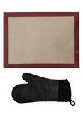 Resim Kitchen Design Lab Yıkanabilir Pişirme Matı Ve Siyah Silikon Yanmaz Mutfak Fırın Eldiveni 